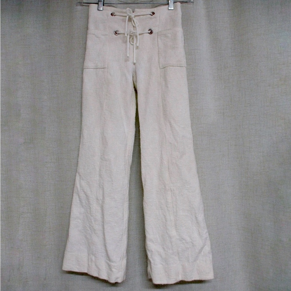 Chanel Cruise Cotton Tweed Cream Lace-Up Trousers 34